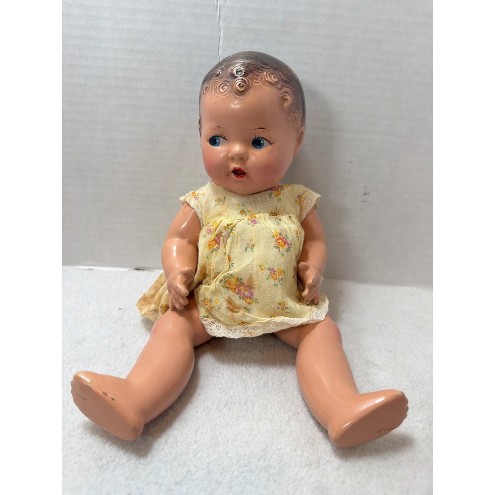 VTG 1940s  Arranbee My Dream Baby Doll 11in Blue Eyes Molded Hair Open Mouth